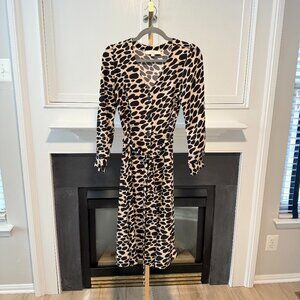 🖤 LOFT Petites Black & Cream Animal Print Dress | 6P